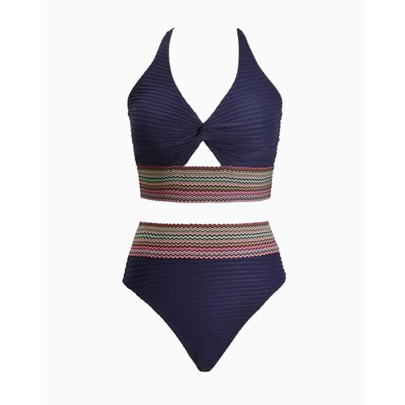 NWT - CUPSHE Bikini set - Size XL - Dark Blue and Multicolored - Picture 1 of 12